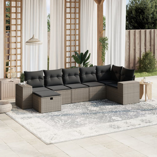 Set Divani da Giardino 7pz con Cuscini Grigio Chiaro Polyrattan - homemem39