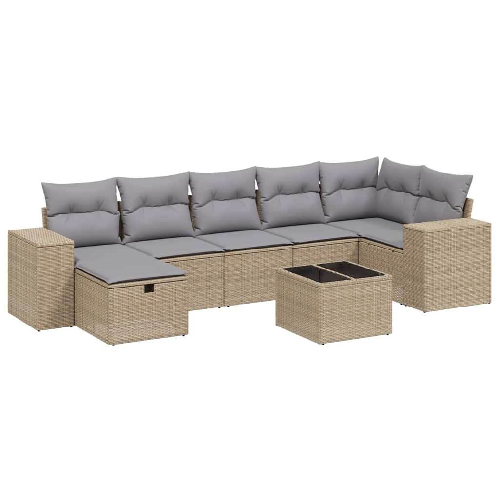 Set Divano da Giardino 8 pz con Cuscini Beige Misto Polyrattan - homemem39