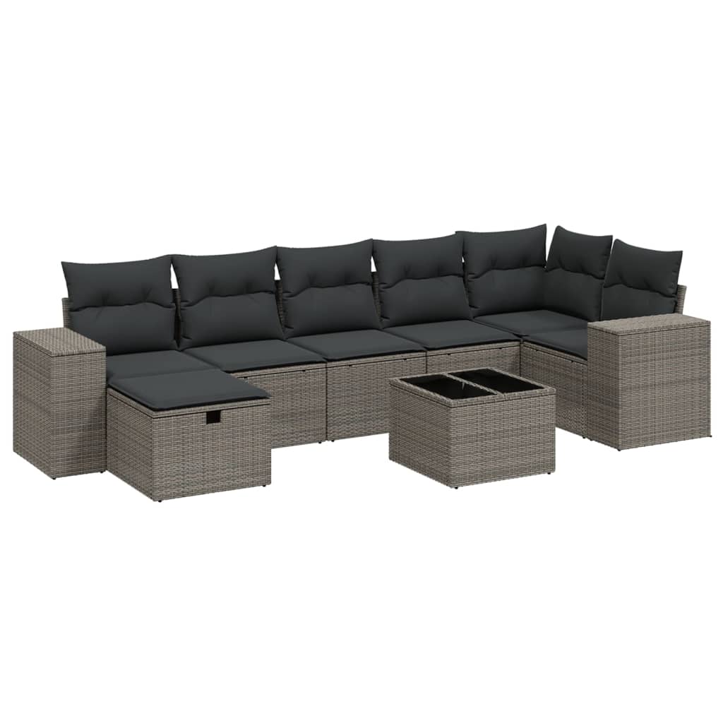 Set Divano da Giardino 8pz con Cuscini Grigio Chiaro Polyrattan - homemem39