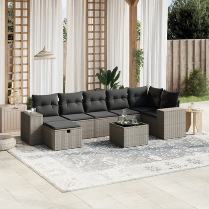 Set Divano da Giardino 8pz con Cuscini Grigio Chiaro Polyrattan - homemem39