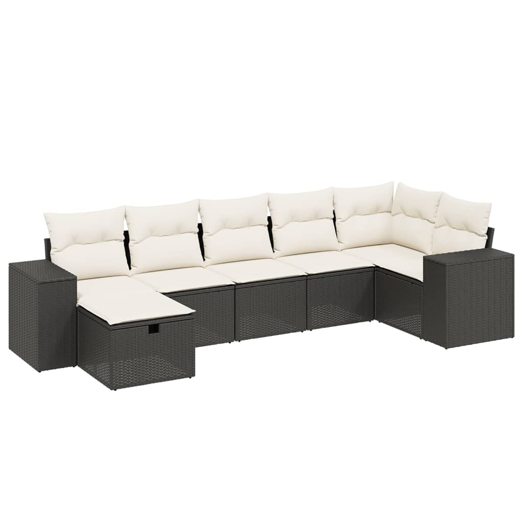 Set Divani da Giardino con Cuscini 7pz Nero Polyrattan - homemem39