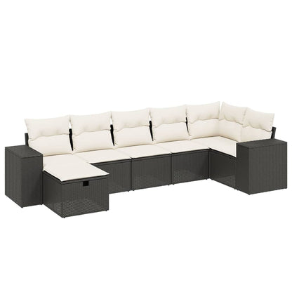 Set Divani da Giardino con Cuscini 7pz Nero Polyrattan - homemem39