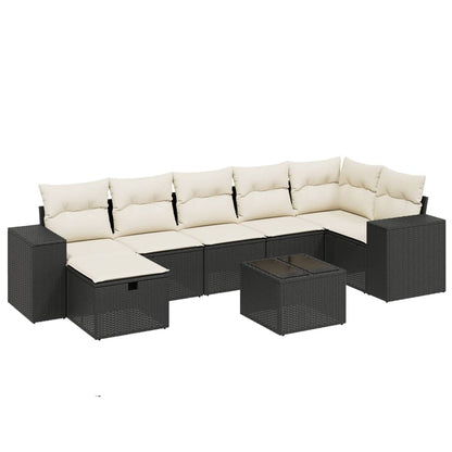 Set Divani da Giardino con Cuscini 8 pz Nero in Polyrattan | homemem39