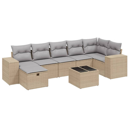 Set Divano da Giardino 8 pz con Cuscini Beige Misto Polyrattan - homemem39