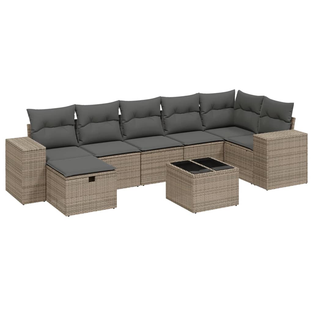 Set Divano da Giardino 8 pz con Cuscini Grigio in Polyrattan | homemem39