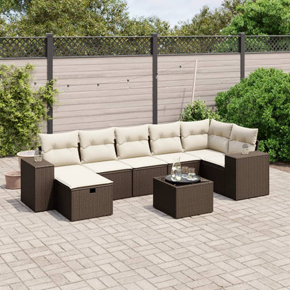 Set Divani da Giardino 8 pz con Cuscini Marrone in Polyrattan - homemem39
