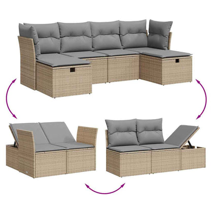 Set Divano da Giardino 6 pz con Cuscini Beige Misto Polyrattan - homemem39