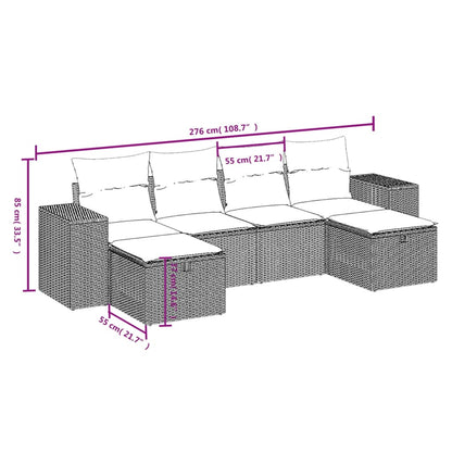 Set Divano da Giardino 6 pz con Cuscini Beige Misto Polyrattan