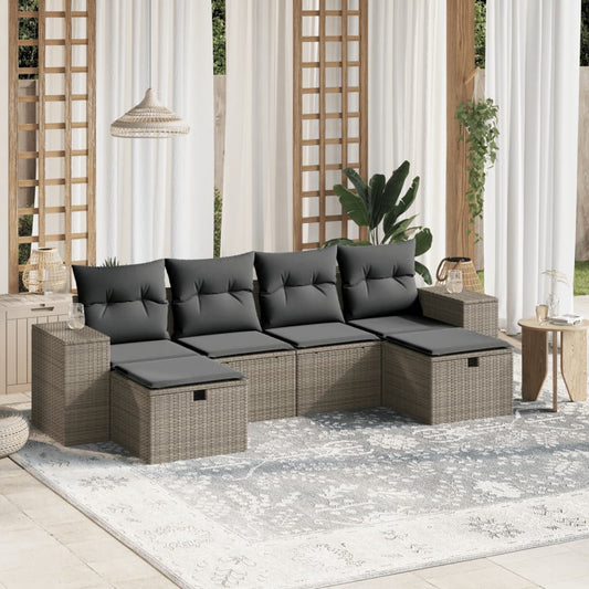 Set Divano da Giardino 6pz con Cuscini Grigio Chiaro Polyrattan - homemem39