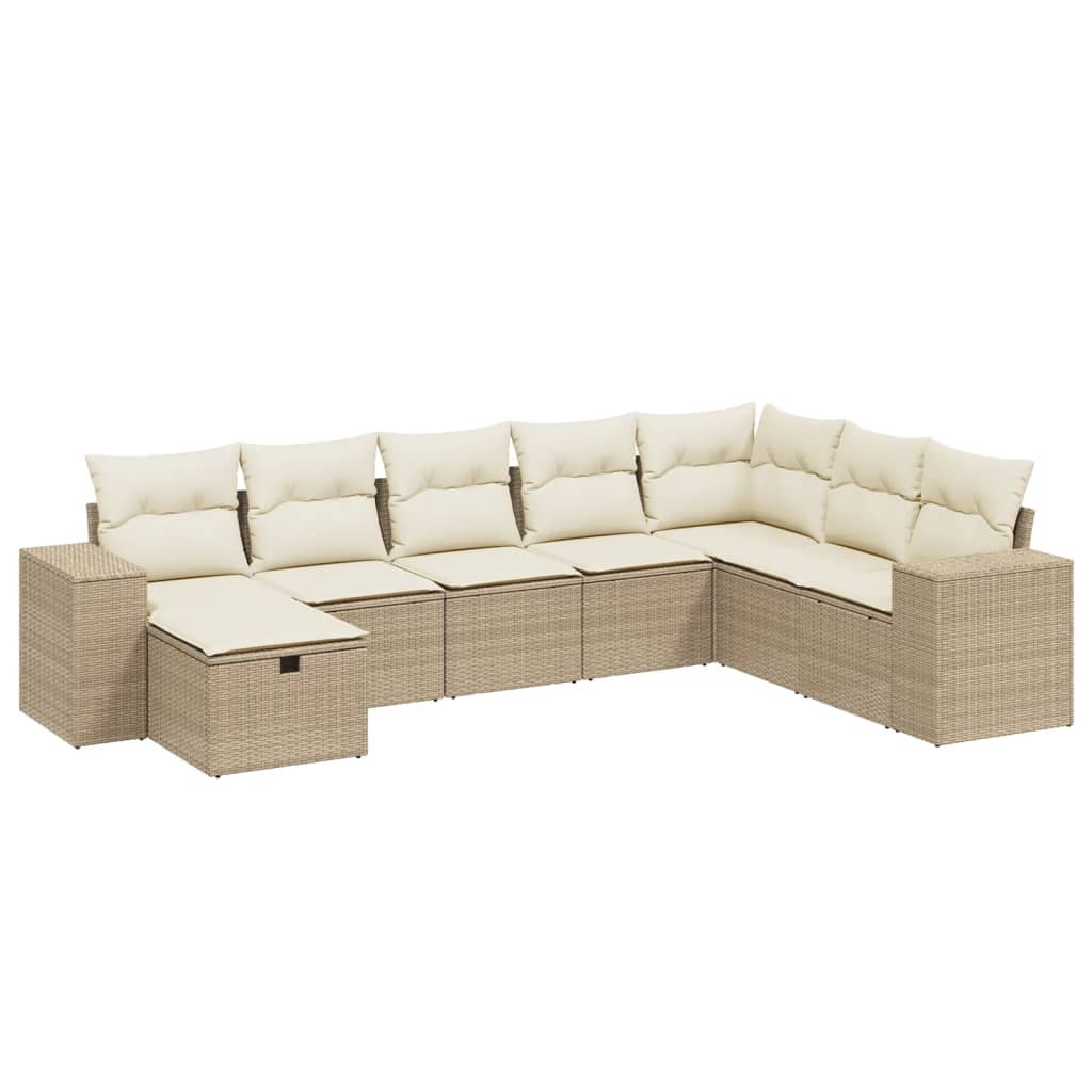 Set Divano da Giardino 8 pz con Cuscini Beige in Polyrattan - homemem39