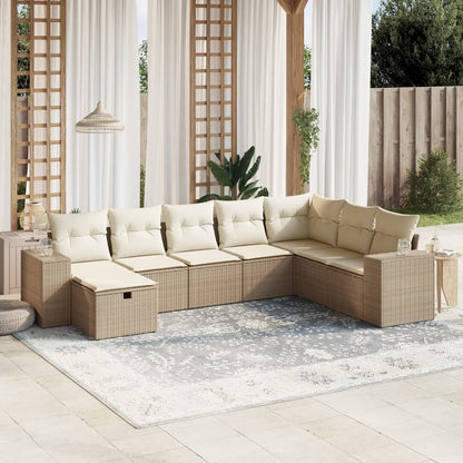 Set Divano da Giardino 8 pz con Cuscini Beige in Polyrattan - homemem39