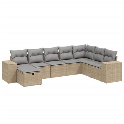 Set Divano da Giardino 8 pz con Cuscini Beige Misto Polyrattan - homemem39