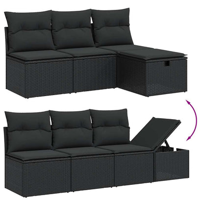 Set Divani da Giardino 9 pz con Cuscini Nero in Polyrattan | homemem39