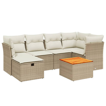 Set Divani da Giardino 7 pz con Cuscini Beige in Polyrattan - homemem39