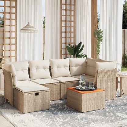 Set Divani da Giardino 7 pz con Cuscini Beige in Polyrattan - homemem39