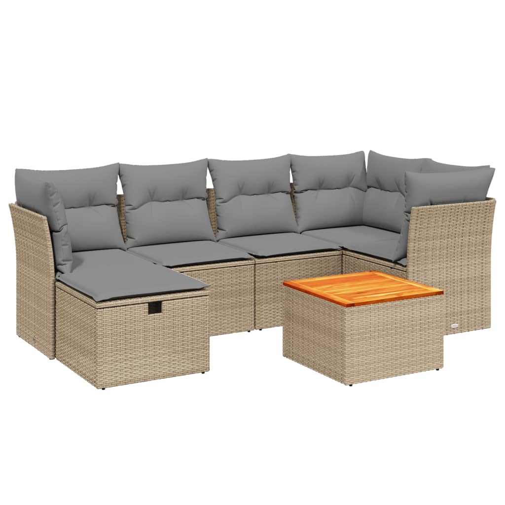 Set Divano da Giardino 7 pz con Cuscini Beige Misto Polyrattan - homemem39