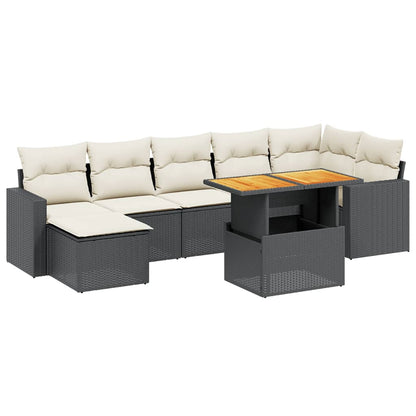 Set Divani da Giardino con Cuscini 8 pz Nero in Polyrattan - homemem39