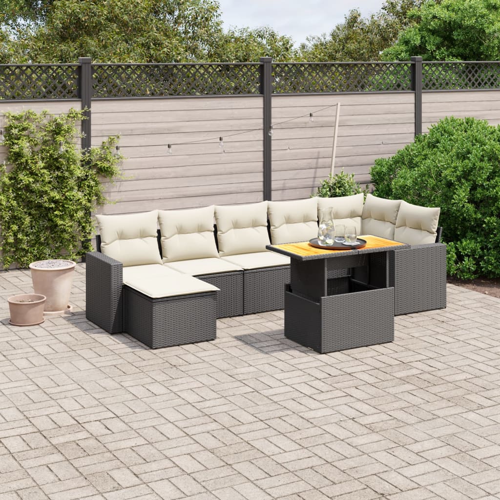 Set Divani da Giardino con Cuscini 8 pz Nero in Polyrattan - homemem39