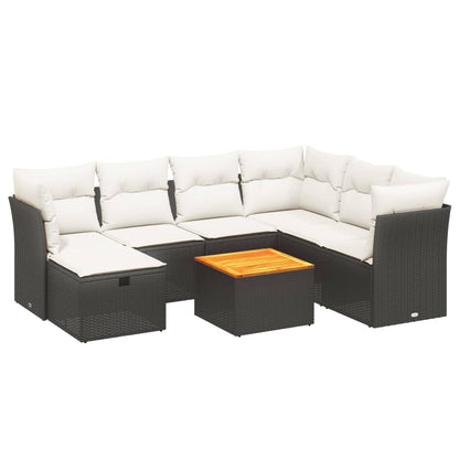 Set Divani da Giardino con Cuscini 8 pz Nero in Polyrattan - homemem39