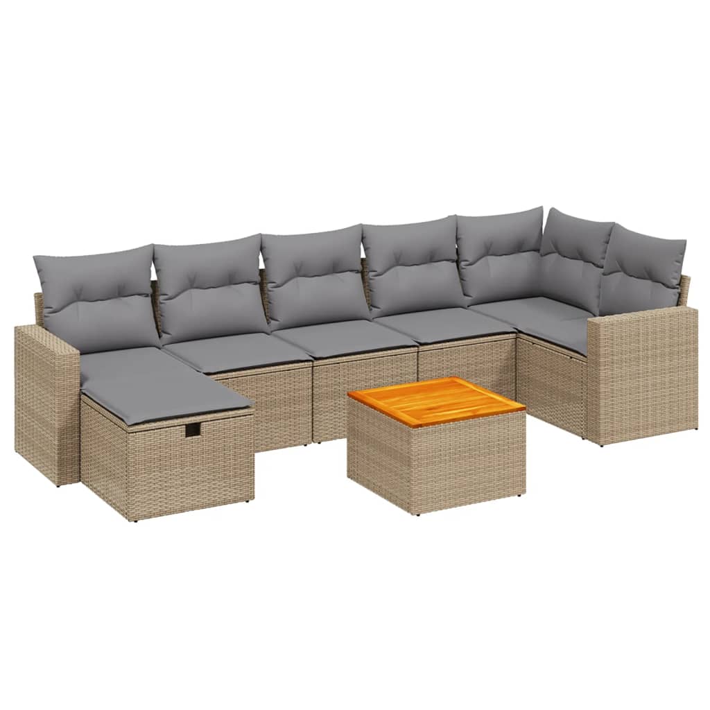 Set Divano da Giardino 8 pz con Cuscini Beige Misto Polyrattan - homemem39