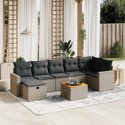 Set Divano da Giardino 8 pz con Cuscini Grigio in Polyrattan | homemem39