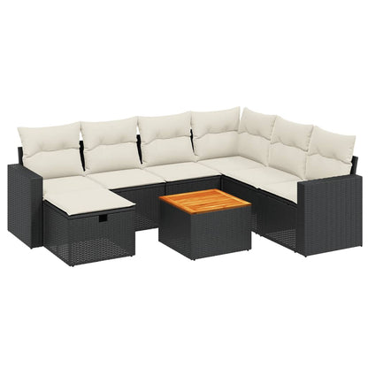 Set Divani da Giardino con Cuscini 8 pz Nero in Polyrattan - homemem39
