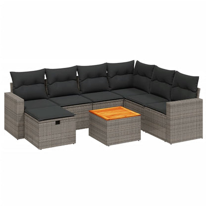 Set Divano da Giardino 8 pz con Cuscini Grigio in Polyrattan | homemem39