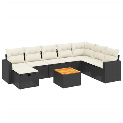 Set Divani da Giardino 9 pz con Cuscini Nero in Polyrattan - homemem39
