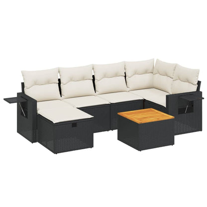 Set Divani da Giardino con Cuscini 7pz Nero Polyrattan - homemem39