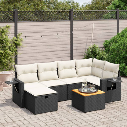 Set Divani da Giardino con Cuscini 7pz Nero Polyrattan | homemem39