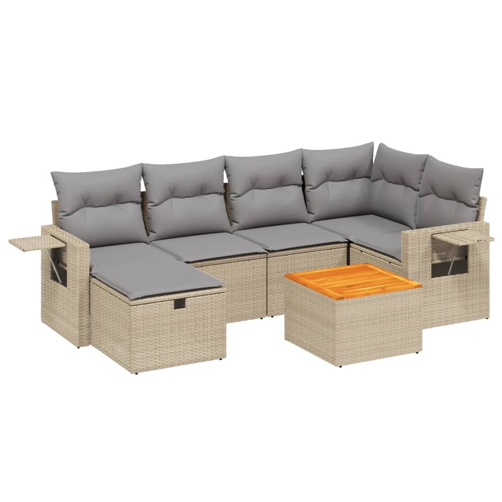 Set Divano da Giardino 7 pz con Cuscini Beige Misto Polyrattan - homemem39