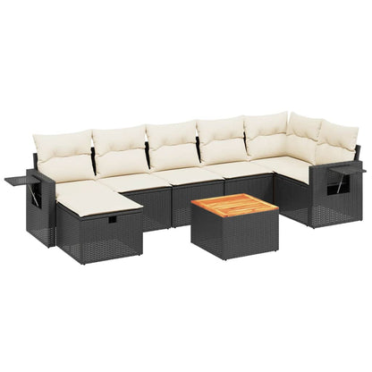 Set Divani da Giardino con Cuscini 8 pz Nero in Polyrattan - homemem39