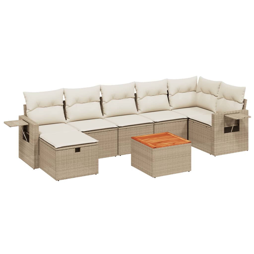 Set Divano da Giardino 8 pz con Cuscini Beige in Polyrattan - homemem39