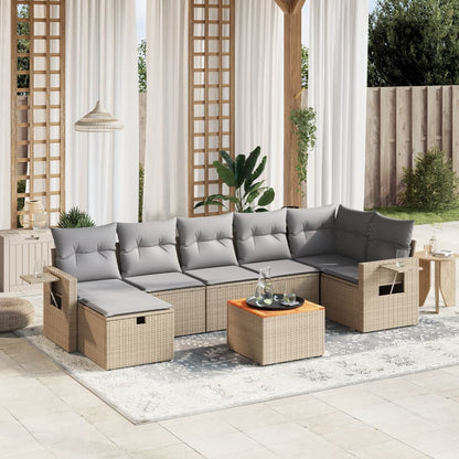 Set Divano da Giardino 8 pz con Cuscini Beige Misto Polyrattan - homemem39