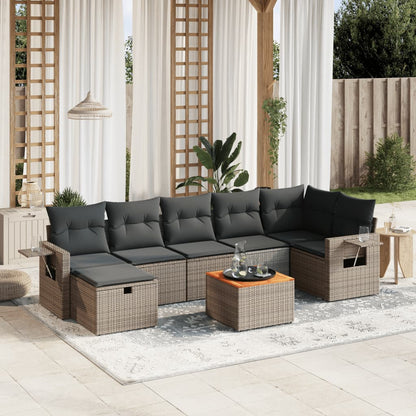 Set Divano da Giardino 8 pz con Cuscini Grigio in Polyrattan | homemem39