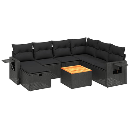 Set Divani da Giardino con Cuscini 8 pz Nero in Polyrattan | homemem39