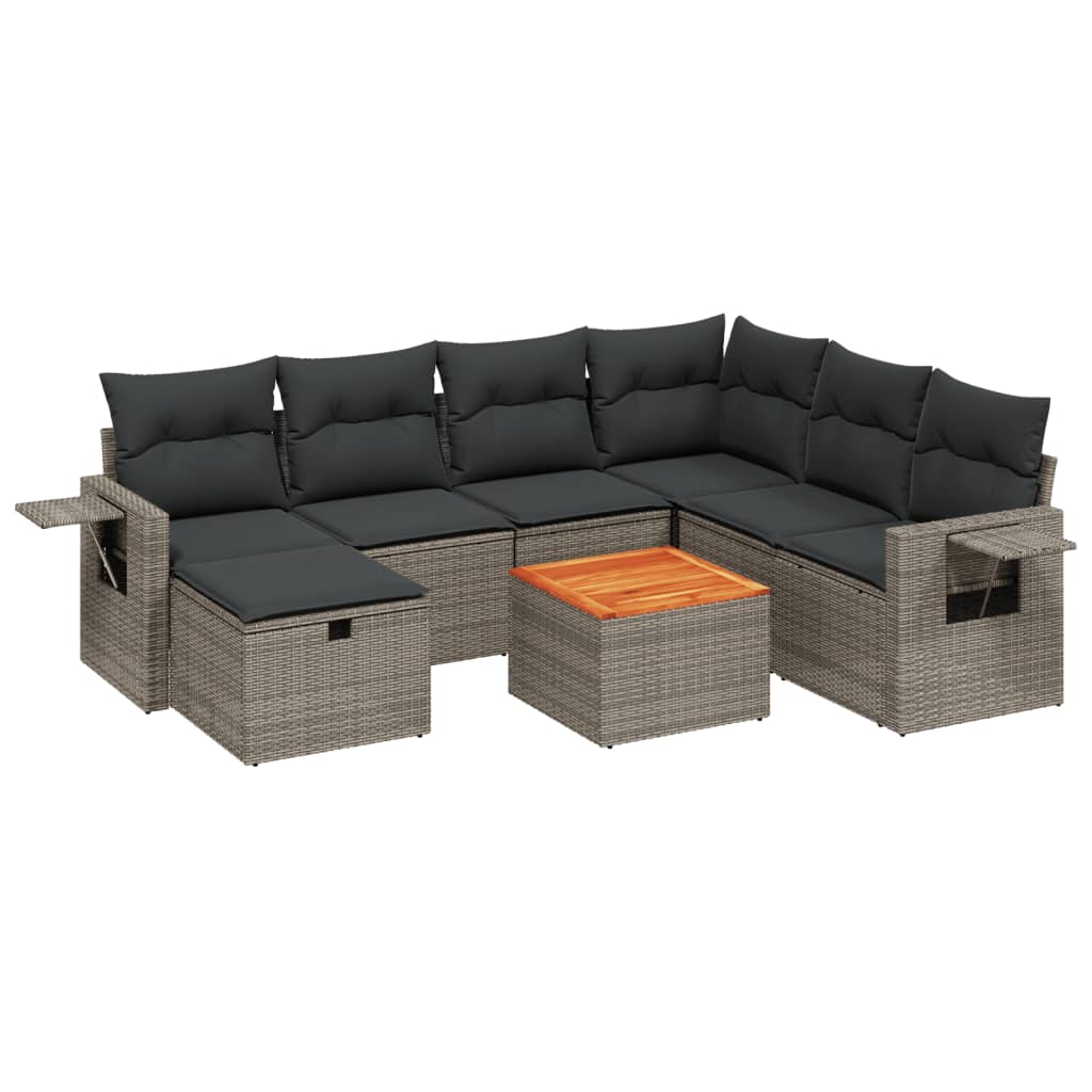Set Divano da Giardino 8 pz con Cuscini Grigio in Polyrattan | homemem39