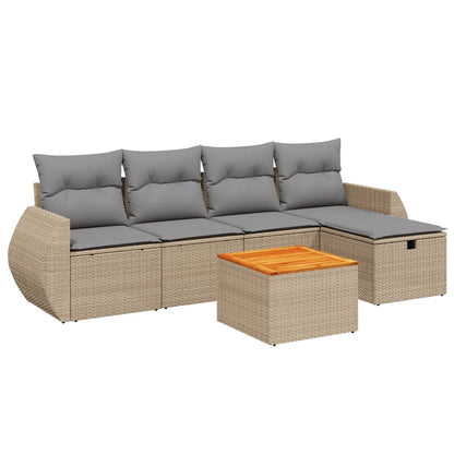 Set Divano da Giardino 6 pz con Cuscini Beige Misto Polyrattan - homemem39