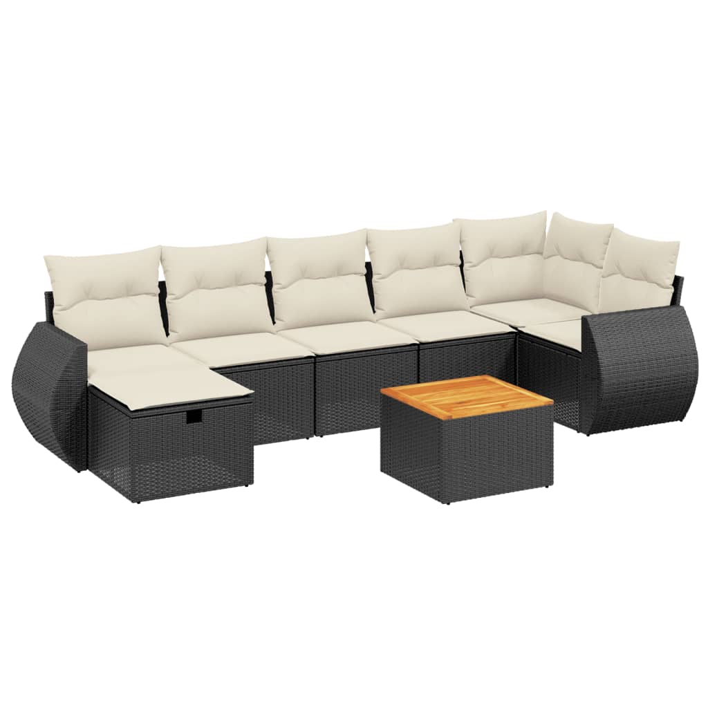 Set Divani da Giardino con Cuscini 8 pz Nero in Polyrattan - homemem39