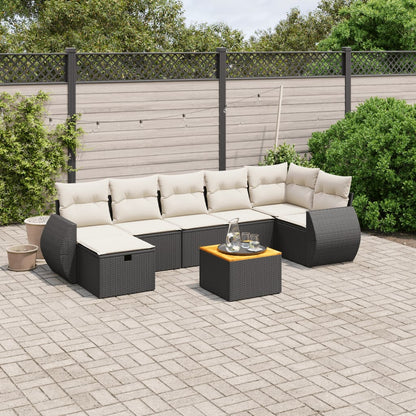 Set Divani da Giardino con Cuscini 8 pz Nero in Polyrattan - homemem39