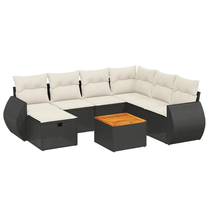 Set Divani da Giardino con Cuscini 8 pz Nero in Polyrattan - homemem39