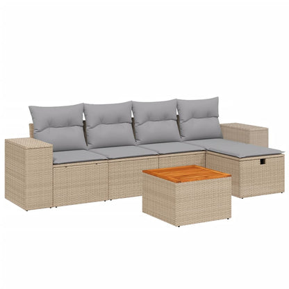 Set Divano da Giardino 6 pz con Cuscini Beige Misto Polyrattan - homemem39