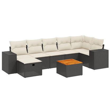 Set Divani da Giardino con Cuscini 8 pz Nero in Polyrattan - homemem39