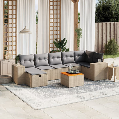 Set Divano da Giardino 8 pz con Cuscini Beige Misto Polyrattan - homemem39