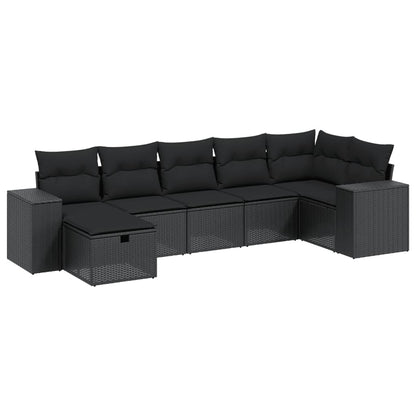 Set Divani da Giardino con Cuscini 8 pz Nero in Polyrattan