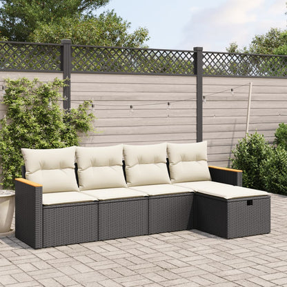 Set Divani da Giardino 5 pz con Cuscini in Polyrattan Nero - homemem39
