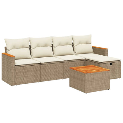 Set Divano da Giardino 6 pz con Cuscini Beige in Polyrattan - homemem39