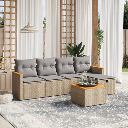 Set Divano da Giardino 6 pz con Cuscini Beige Misto Polyrattan - homemem39