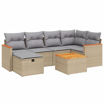 Set Divano da Giardino 7 pz con Cuscini Beige Misto Polyrattan - homemem39