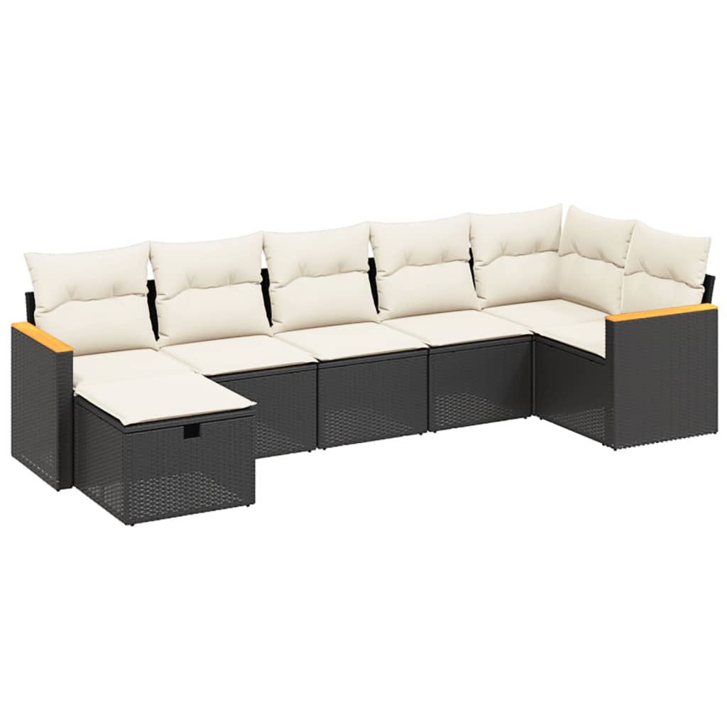 Set Divani da Giardino con Cuscini 7pz Nero Polyrattan - homemem39